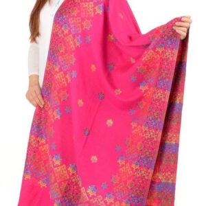 Jacquard scarf in vibrant multicolored woven jacquard in viscose fabric , brought to you by with heteshe.com . Width Not less than 28 inches (71 cm) and Length Not less than 70 inches (177 cm)