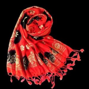 Printed scarf in vibrant multicolored print in poly coton fabric , brought to you by with heteshe.com . Width Not less than 22 inches (55 cm) and Length Not less than 70 inches (177 cm)