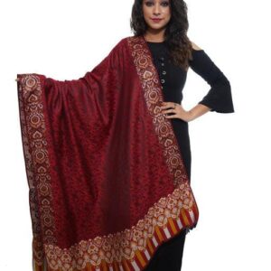 Jacquard shawl in vibrant multicolored woven jacquard in viscose fabric , brought to you by with heteshe.com . Width Not less than 40 inches (100 cm) and Length Not less than 80 inches (200 cm)