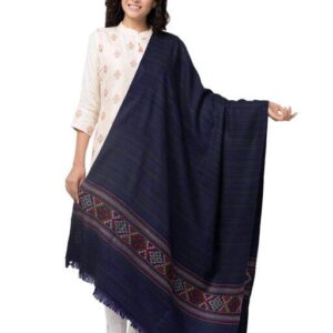 Jacquard shawl in vibrant multicolored woven jacquard in wool fabric , brought to you by with heteshe.com . Width Not less than 40 inches (100 cm) and Length Not less than 80 inches (200 cm)