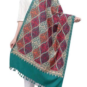 Jacquard shawl in vibrant multicolored woven jacquard in acrylic fabric , brought to you by with heteshe.com . Width Not less than 40 inches (100 cm) and Length Not less than 80 inches (200 cm)