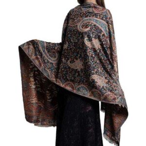 Jacquard shawl in vibrant multicolored woven jacquard in acrylic fabric , brought to you by with heteshe.com . Width Not less than 40 inches (100 cm) and Length Not less than 80 inches (200 cm)