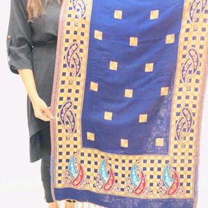 Jacquard shawl in vibrant multicolored woven jacquard in acrylic fabric , brought to you by with heteshe.com . Width Not less than 40 inches (100 cm) and Length Not less than 80 inches (200 cm)