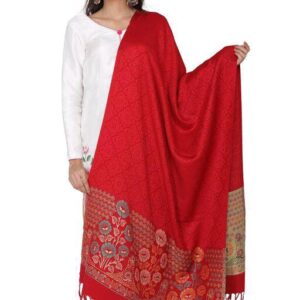 Jacquard shawl in vibrant multicolored woven jacquard in acrylic fabric , brought to you by with heteshe.com . Width Not less than 40 inches (100 cm) and Length Not less than 80 inches (200 cm)