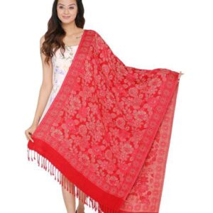 Jacquard shawl in vibrant multicolored woven jacquard in acrylic fabric , brought to you by with heteshe.com . Width Not less than 40 inches (100 cm) and Length Not less than 80 inches (200 cm)