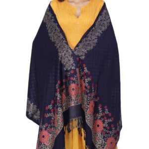 Jacquard shawl in vibrant multicolored woven jacquard in acrylic fabric , brought to you by with heteshe.com . Width Not less than 40 inches (100 cm) and Length Not less than 80 inches (200 cm)