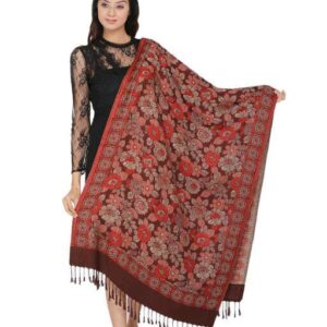 Jacquard shawl in vibrant multicolored woven jacquard in acrylic fabric , brought to you by with heteshe.com . Width Not less than 40 inches (100 cm) and Length Not less than 80 inches (200 cm)