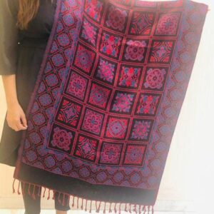 Jacquard shawl in vibrant multicolored woven jacquard in acrylic fabric , brought to you by with heteshe.com . Width Not less than 40 inches (100 cm) and Length Not less than 80 inches (200 cm)