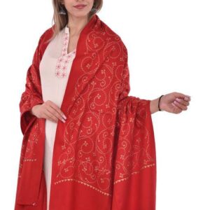 Jacquard shawl in vibrant multicolored woven jacquard in wool fabric , brought to you by with heteshe.com . Width Not less than 40 inches (100 cm) and Length Not less than 80 inches (200 cm)