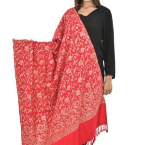 Jacquard shawl in vibrant multicolored woven jacquard in wool fabric , brought to you by with heteshe.com . Width Not less than 40 inches (100 cm) and Length Not less than 80 inches (200 cm)