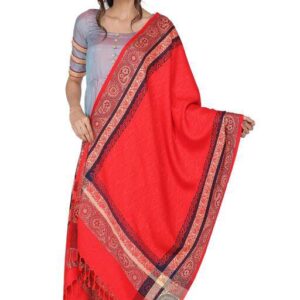 Jacquard shawl in vibrant multicolored woven jacquard in acrylic fabric , brought to you by with heteshe.com . Width Not less than 40 inches (100 cm) and Length Not less than 80 inches (200 cm)