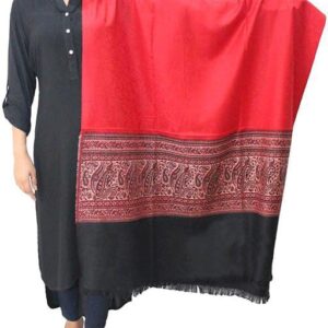 Jacquard shawl in vibrant multicolored woven jacquard in wool fabric , brought to you by with heteshe.com . Width Not less than 40 inches (100 cm) and Length Not less than 80 inches (200 cm)