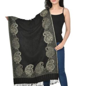 Jacquard shawl in vibrant multicolored woven jacquard in viscose fabric , brought to you by with heteshe.com . Width Not less than 40 inches (100 cm) and Length Not less than 80 inches (200 cm)