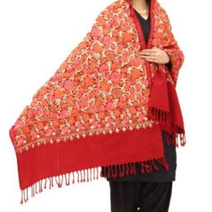 Jacquard shawl in vibrant multicolored woven jacquard in wool fabric , brought to you by with heteshe.com . Width Not less than 40 inches (100 cm) and Length Not less than 80 inches (200 cm)