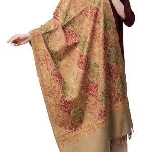 Jacquard shawl in vibrant multicolored woven jacquard in acrylic fabric with embroidery on it , brought to you by with heteshe.com . Width Not less than 40 inches (100 cm) and Length Not less than 80 inches (200 cm)