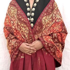 Jacquard shawl in vibrant multicolored woven jacquard in wool fabric , brought to you by with heteshe.com . Width Not less than 40 inches (100 cm) and Length Not less than 80 inches (200 cm)