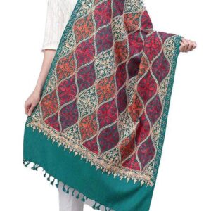 Jacquard shawl in vibrant multicolored woven jacquard in acrylic fabric with embroidery on it , brought to you by with heteshe.com . Width Not less than 40 inches (100 cm) and Length Not less than 80 inches (200 cm)