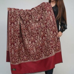 Jacquard shawl in vibrant multicolored woven jacquard in wool fabric , brought to you by with heteshe.com . Width Not less than 40 inches (100 cm) and Length Not less than 80 inches (200 cm)