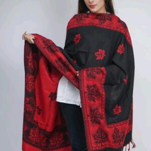 Jacquard shawl in vibrant multicolored woven jacquard in wool fabric , brought to you by with heteshe.com . Width Not less than 40 inches (100 cm) and Length Not less than 80 inches (200 cm)