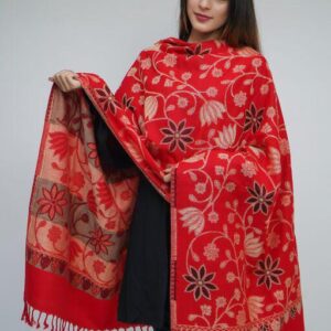 Jacquard shawl in vibrant multicolored woven jacquard in wool fabric , brought to you by with heteshe.com . Width Not less than 40 inches (100 cm) and Length Not less than 80 inches (200 cm)