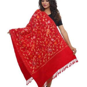 Jacquard shawl in vibrant multicolored woven jacquard in wool fabric , brought to you by with heteshe.com . Width Not less than 40 inches (100 cm) and Length Not less than 80 inches (200 cm)