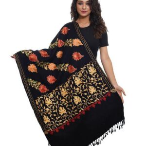 Jacquard shawl in vibrant multicolored woven jacquard in wool fabric , brought to you by with heteshe.com . Width Not less than 40 inches (100 cm) and Length Not less than 80 inches (200 cm)