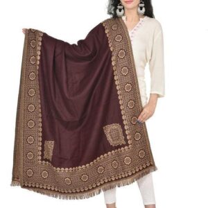 Jacquard shawl in vibrant multicolored woven jacquard in wool fabric , brought to you by with heteshe.com . Width Not less than 40 inches (100 cm) and Length Not less than 80 inches (200 cm)