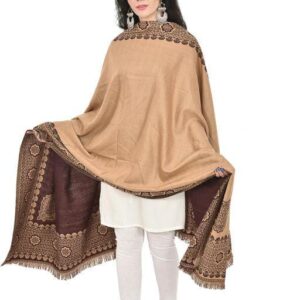 Jacquard shawl in vibrant multicolored woven jacquard in wool fabric , brought to you by with heteshe.com . Width Not less than 40 inches (100 cm) and Length Not less than 80 inches (200 cm)