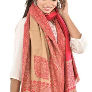 Jacquard shawl in vibrant multicolored woven jacquard in wool fabric , brought to you by with heteshe.com . Width Not less than 40 inches (100 cm) and Length Not less than 80 inches (200 cm)