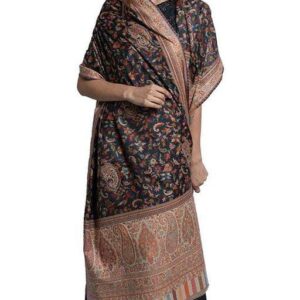 Jacquard shawl in vibrant multicolored woven jacquard in wool fabric , brought to you by with heteshe.com . Width Not less than 40 inches (100 cm) and Length Not less than 80 inches (200 cm)