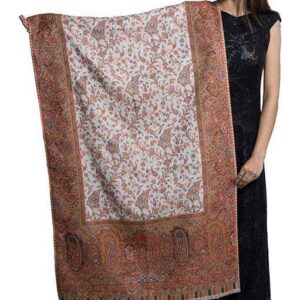 Jacquard shawl in vibrant multicolored woven jacquard in wool fabric , brought to you by with heteshe.com . Width Not less than 40 inches (100 cm) and Length Not less than 80 inches (200 cm)