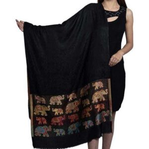 Jacquard shawl in vibrant multicolored woven jacquard in wool fabric , brought to you by with heteshe.com . Width Not less than 40 inches (100 cm) and Length Not less than 80 inches (200 cm)