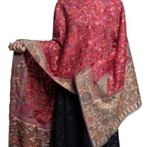 Jacquard shawl in vibrant multicolored woven jacquard in wool fabric , brought to you by with heteshe.com . Width Not less than 40 inches (100 cm) and Length Not less than 80 inches (200 cm)