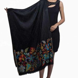 Jacquard shawl in vibrant multicolored woven jacquard in wool fabric , brought to you by with heteshe.com . Width Not less than 40 inches (100 cm) and Length Not less than 80 inches (200 cm)